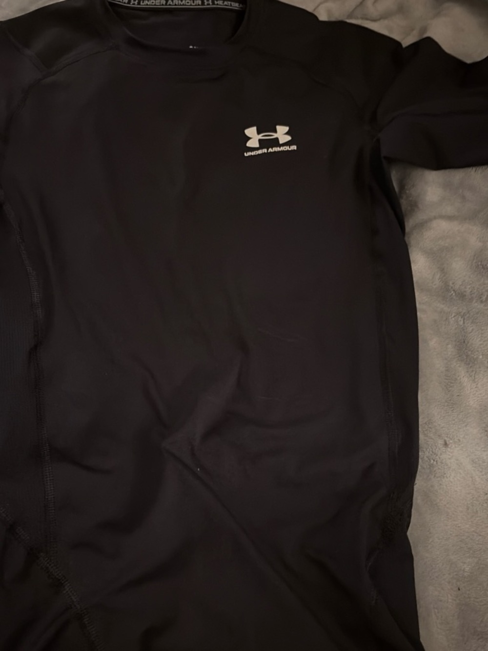 Under Armour Black HeatGear Compression Shirt with White Logo